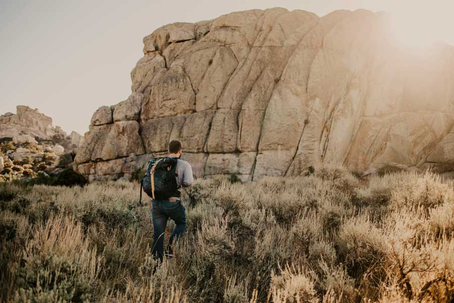 Man hiking on mountains